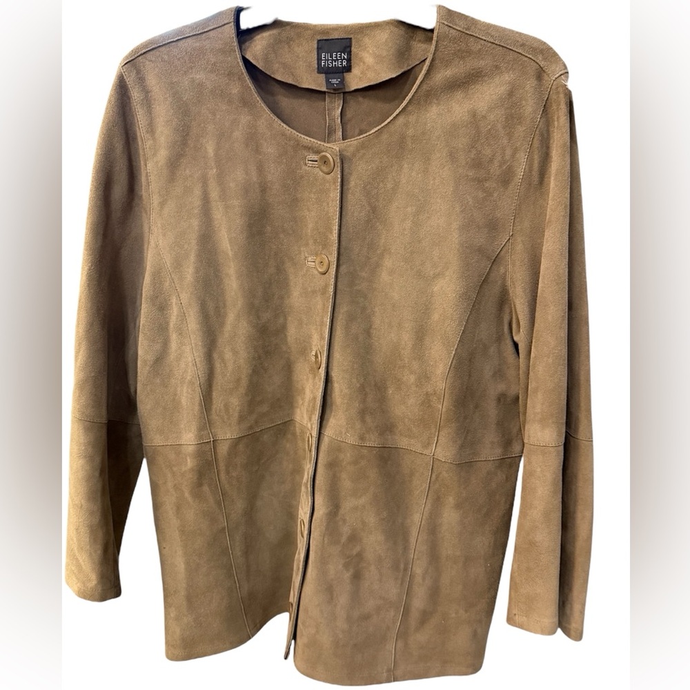 Eileen Fisher Goat Suede Button Down Jacket